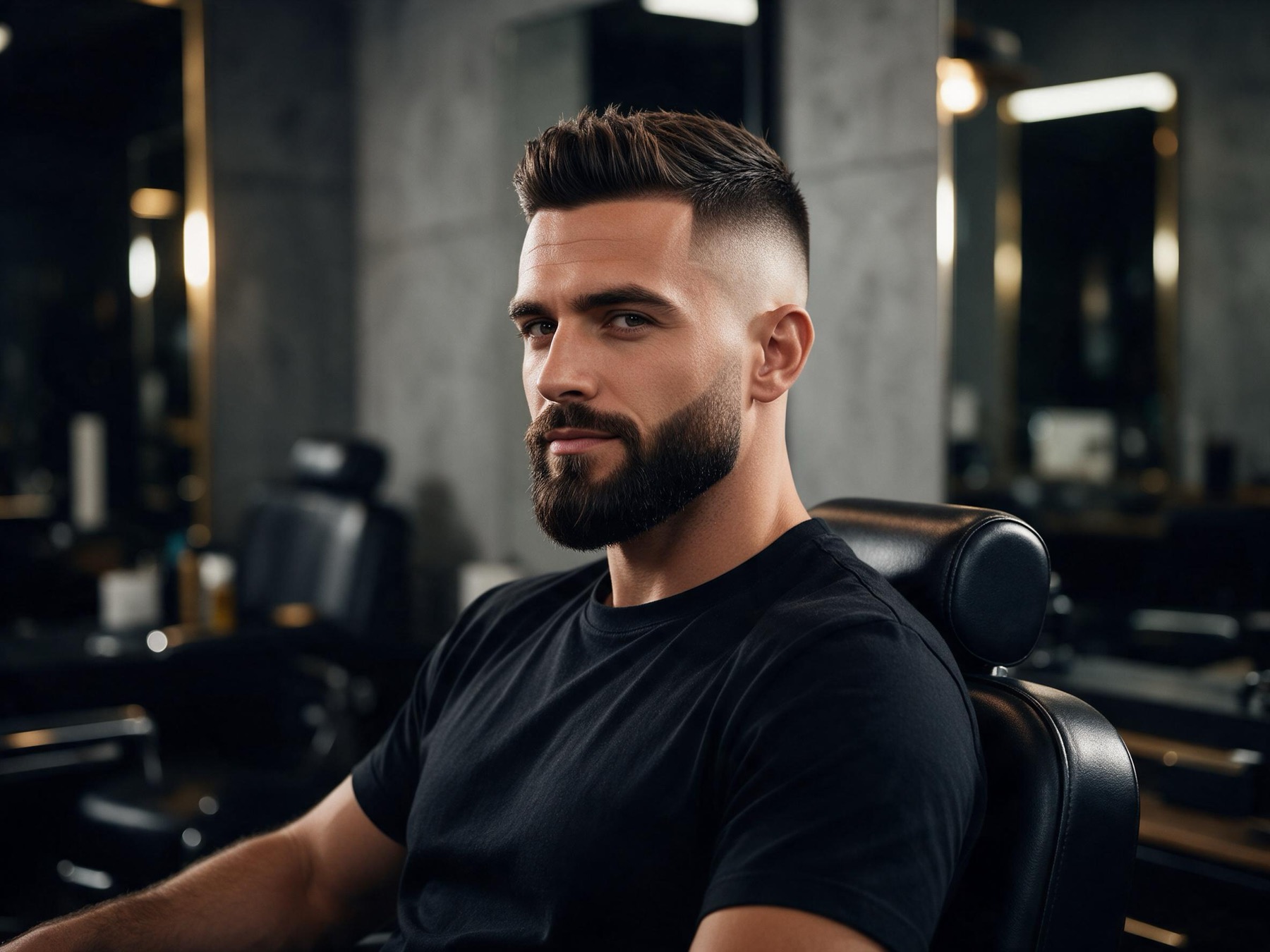 Nachher: frischer Skin Fade und gepflegter Vollbart